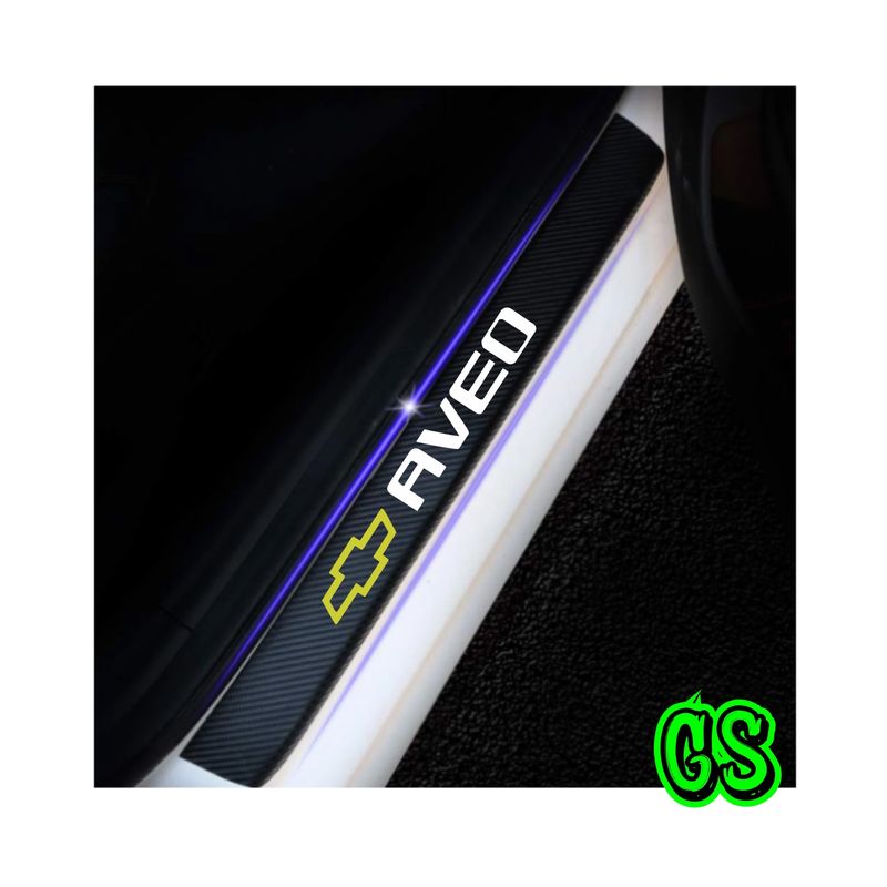 GRAVITY - Cubre Zocalo Adhesivo Fibra Carbono Protector Aveo 4Pcs