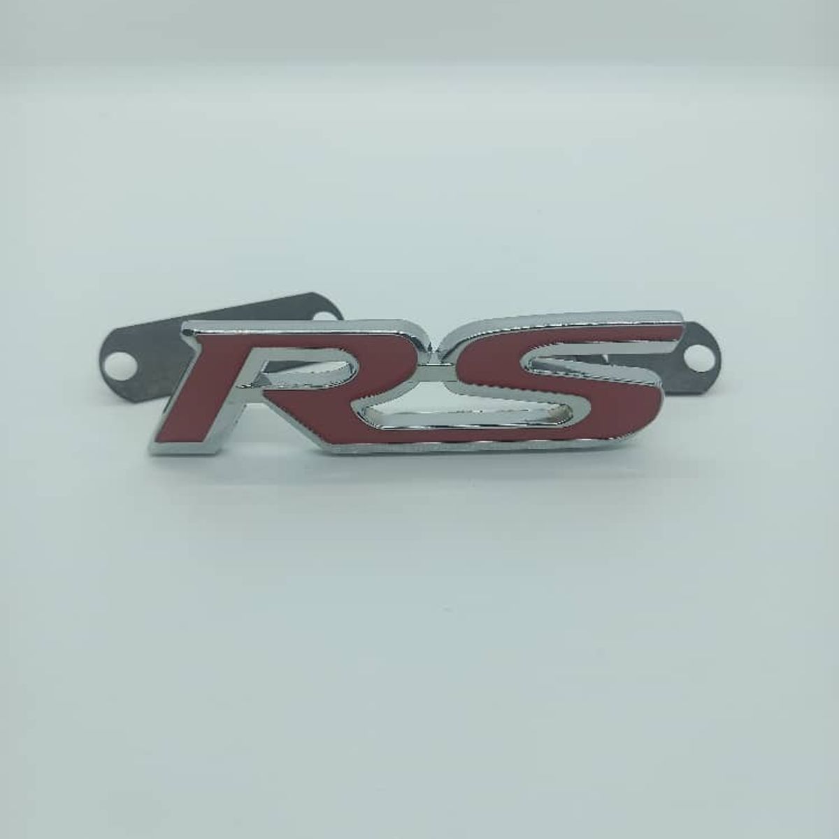 GENERICO - Emblema parrilla apernado metálic modelo RS cromado con rojo