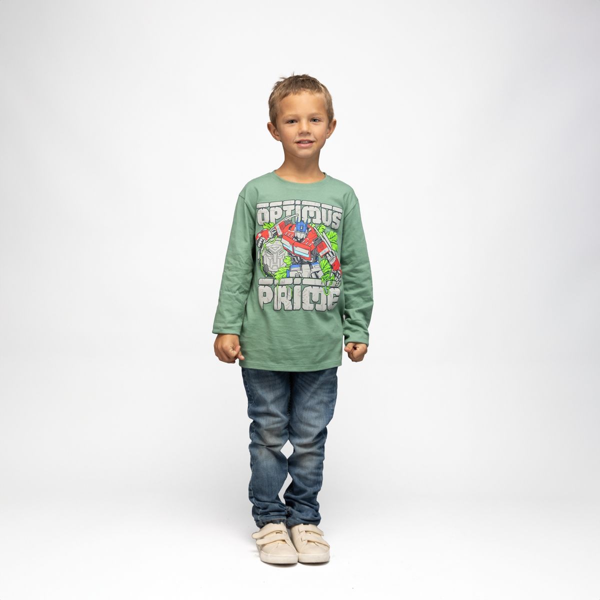 TRANSFORMERS - Polera Manga Larga Niño Transformers Entre Plantas Verde