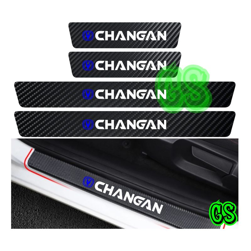 GRAVITY - Cubre Zocalo Adhesivo Fibra Carbono Protector Changan 4Pcs