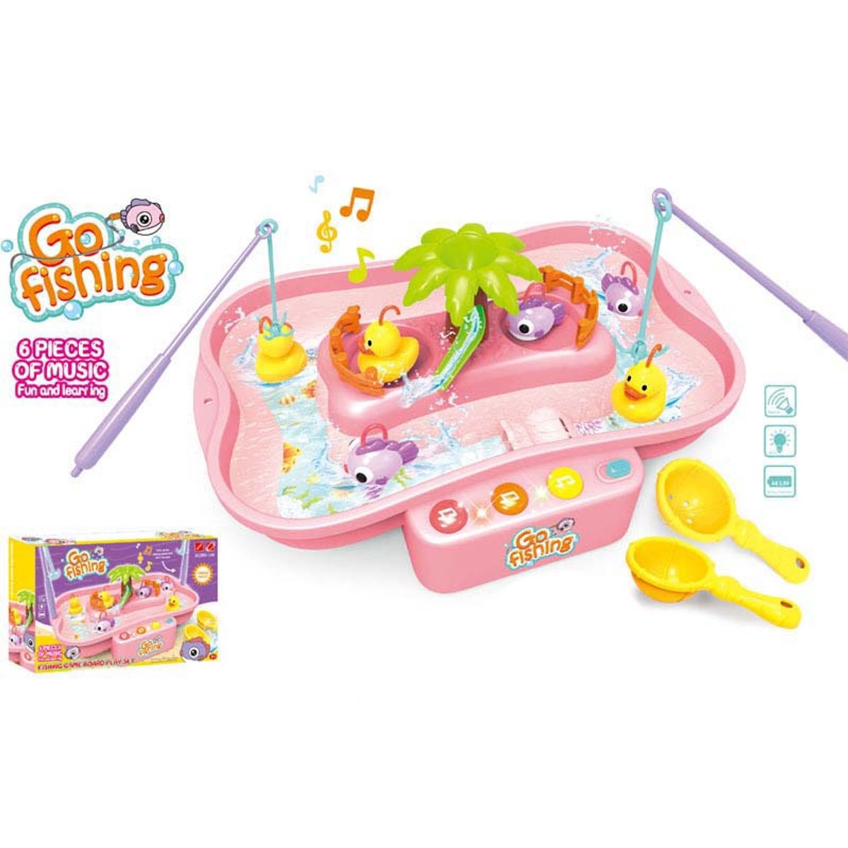 CRUSEC - Juguetes de Pesca para Niños con Iluminación y Música Rosa