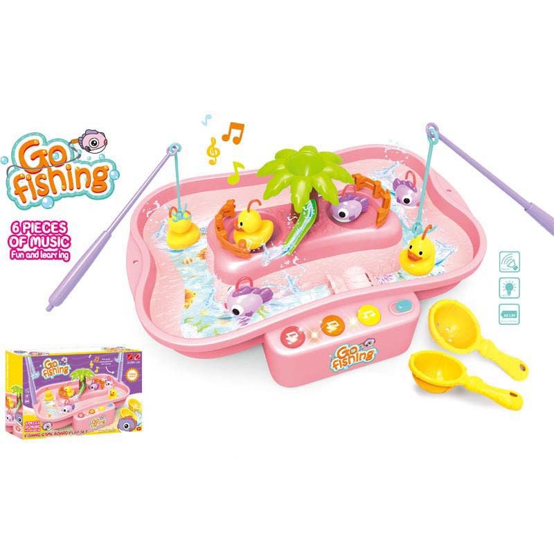 CRUSEC - Juguetes de Pesca para Niños con Iluminación y Música Rosa