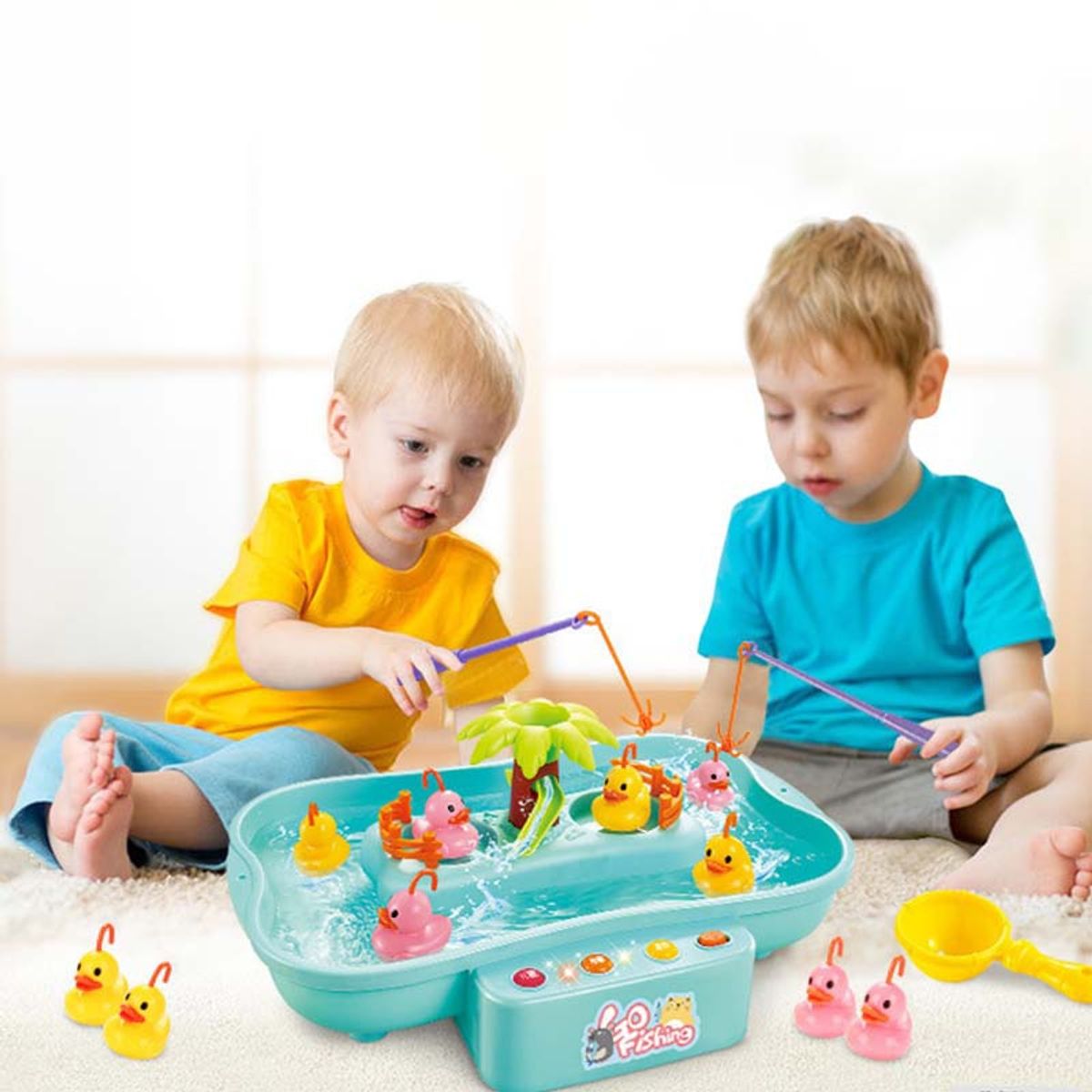 CRUSEC - Juguetes de Pesca para Niños con Iluminación y Música Rosa