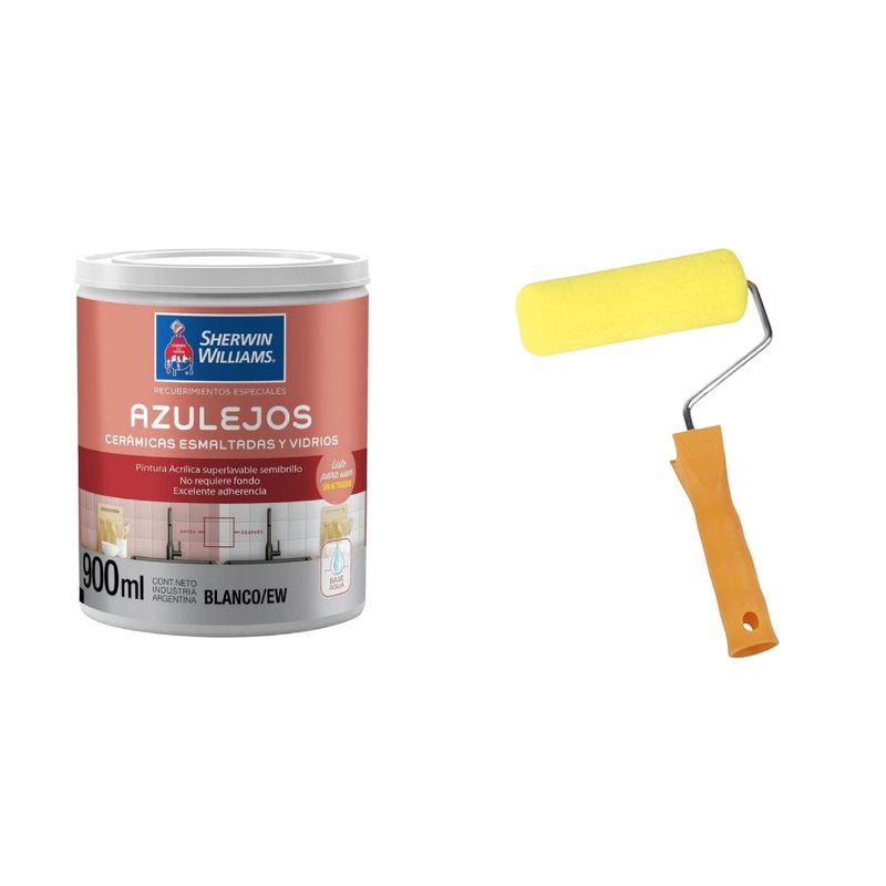 GENERICO - Rodillo de espuma 18CM + Esmalte 1/4 Galón Sherwin Williams