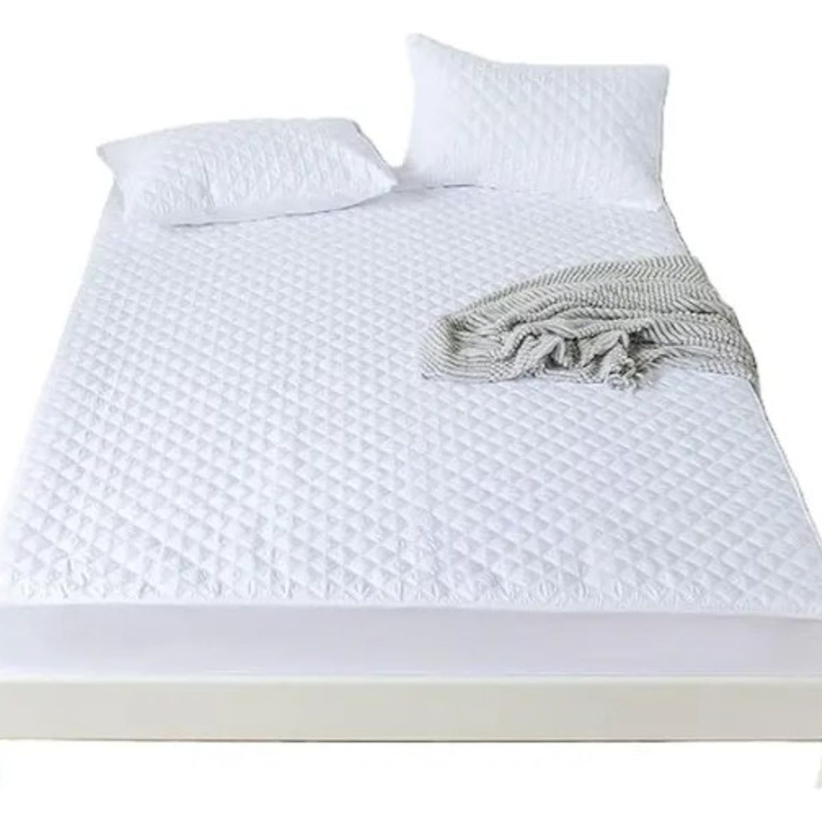 GENERICO - Cubrecolchon Impermeable King con Fundas Blanco