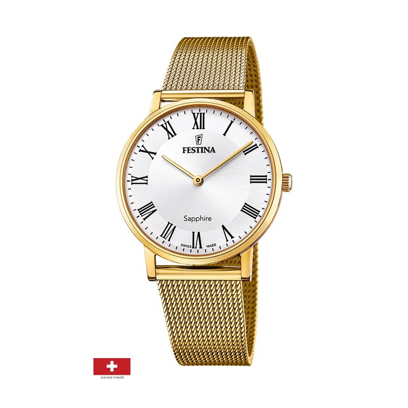 FESTINA SWISS - Reloj F20022/4 Festina Swiss Plateado Hombre Swiss Made