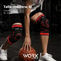 WORX - Rodillera Deport Compresion Set X2 Ortopedica Gym - Rojo - L - Rojo - M