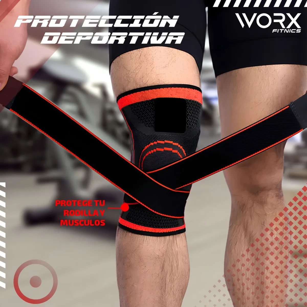 WORX - Rodillera Deport Compresion Set X2 Ortopedica Gym - Rojo - XL