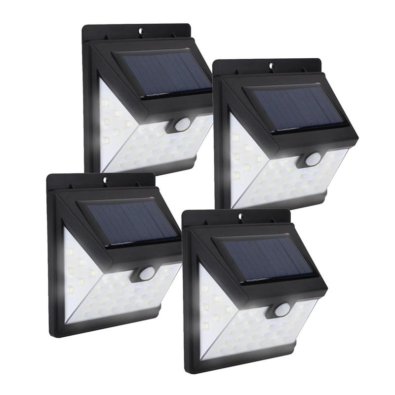 MAXWELL - Foco Reflector Solar Led Exterior Sensor Pared Set 4 - Blanco