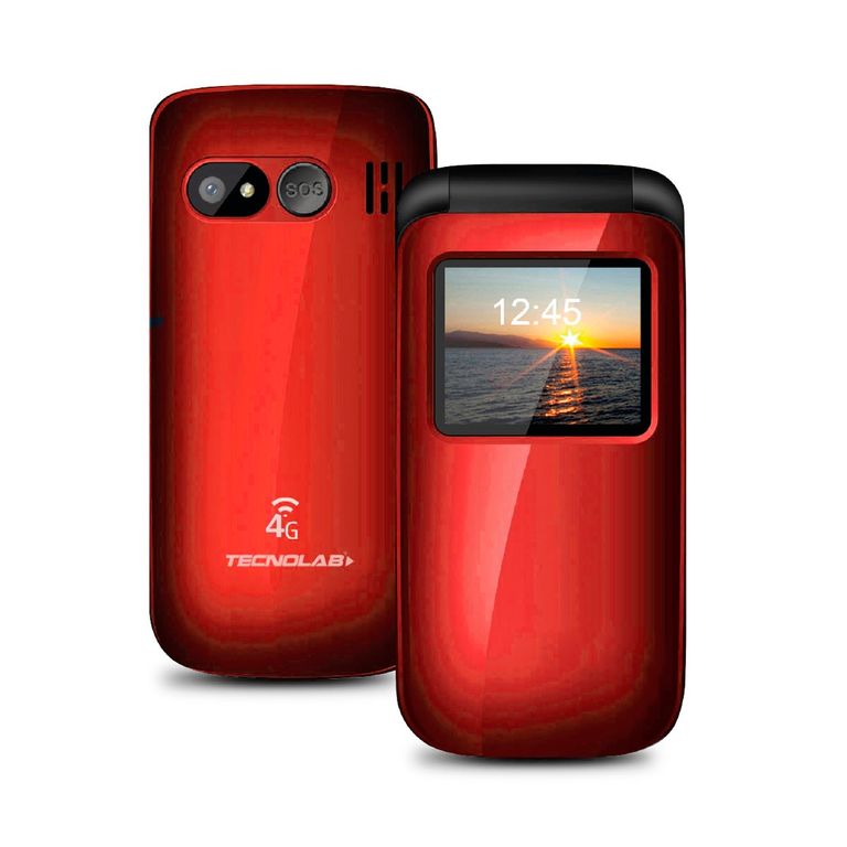 Telefono Celular Adulto Mayor 4G Tipo Almeja Rojo.