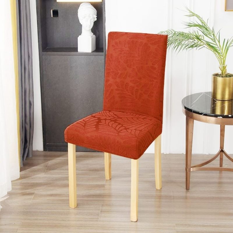 GENERICO - Pack de 06 Fundas para Silla Poliéster Elástico Texturizada Terracota