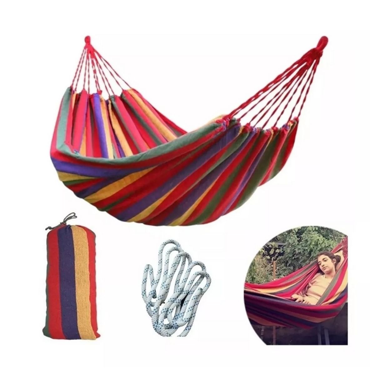 GENERICO - Pack 2 Hamacas Camping Jardin 150x200cm