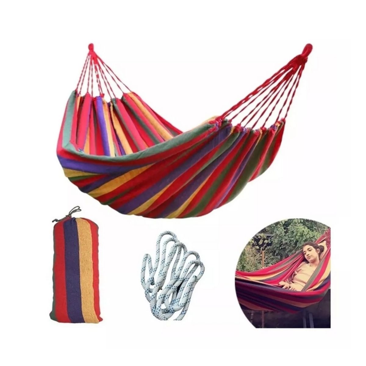 GENERICO - Pack 2 Hamacas Camping Jardin 150x200cm