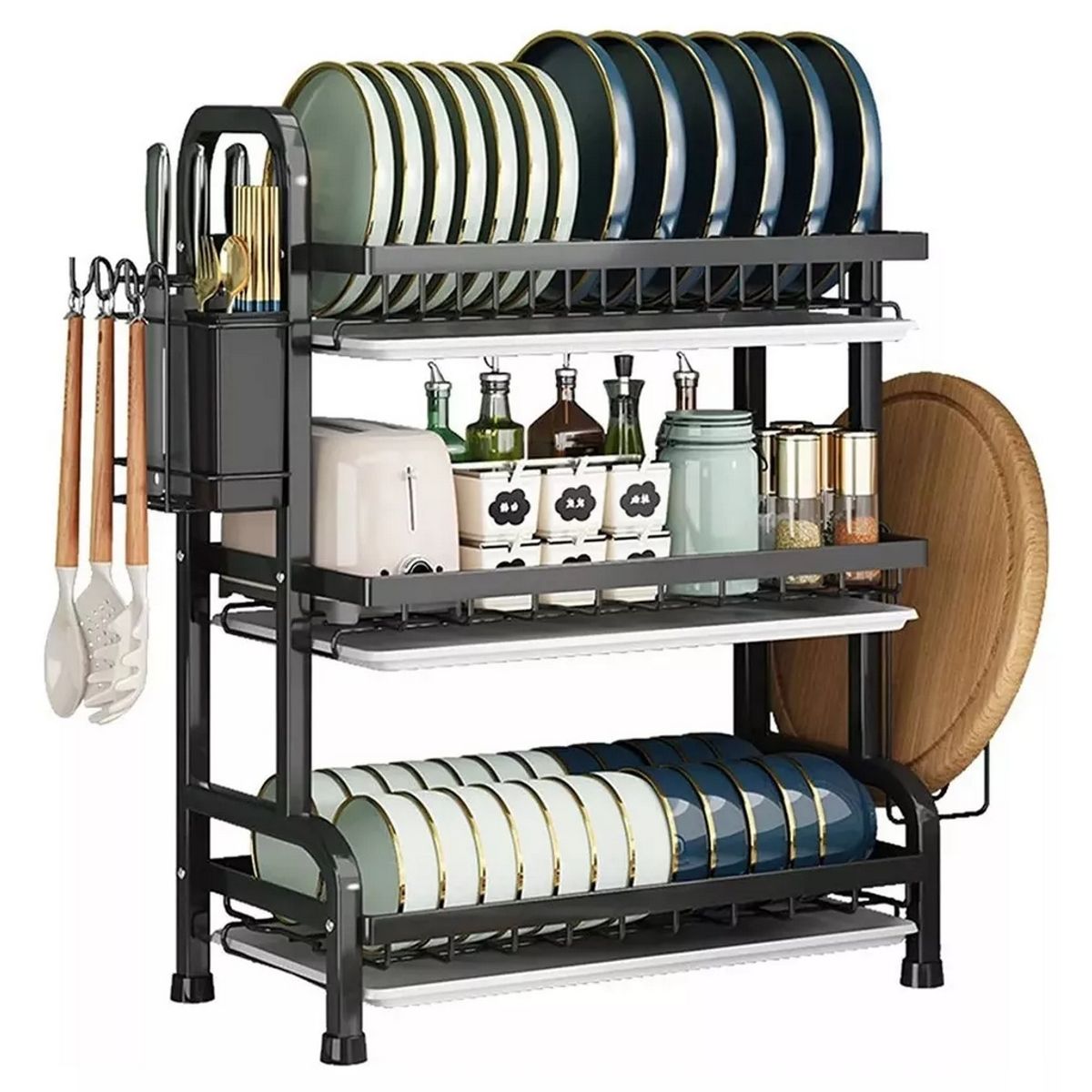 GENERICO - Secador Escurridor De Loza Platos 3 Niveles Acero Inoxidable