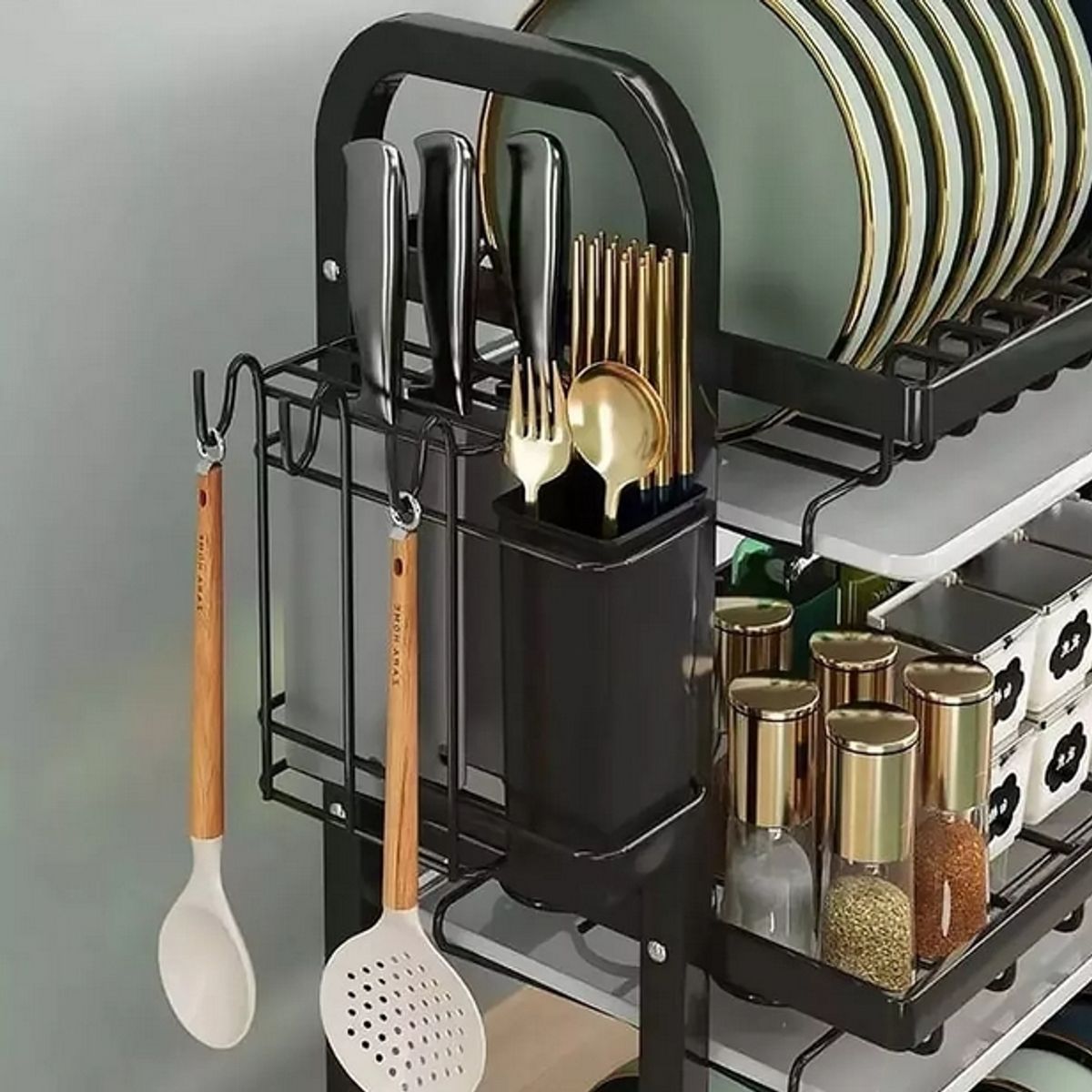 GENERICO - Secador Escurridor De Loza Platos 3 Niveles Acero Inoxidable