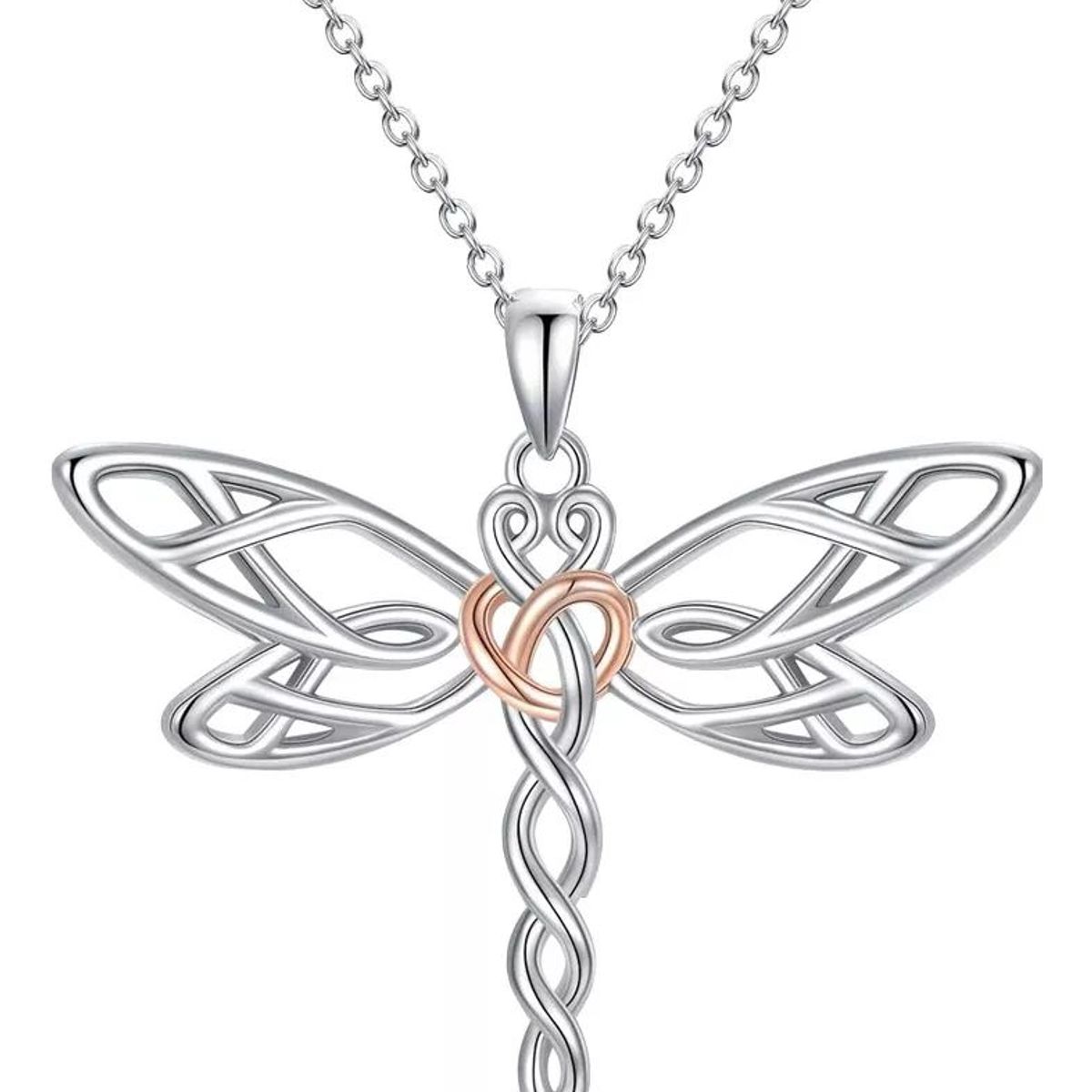 KUANGYE - Collar De Bañado en plata Libélula Colgante Regalo Para Mujer