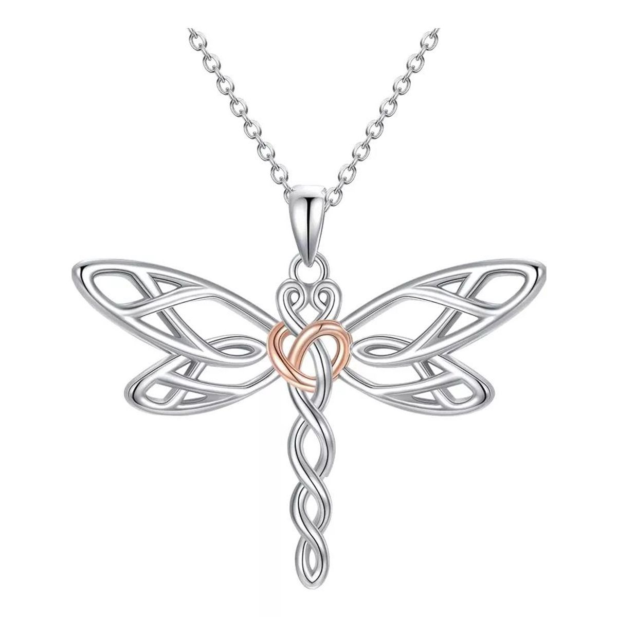 KUANGYE - Collar De Bañado en plata Libélula Colgante Regalo Para Mujer