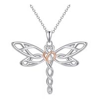 Collar De Bañado en plata Libélula Colgante Regalo Para Mujer