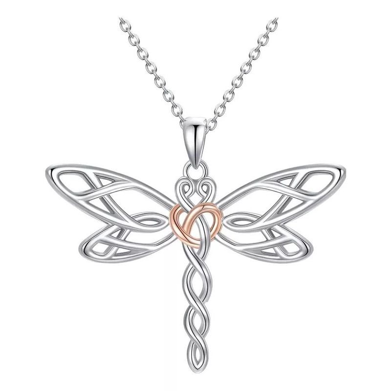 KUANGYE - Collar De Bañado en plata Libélula Colgante Regalo Para Mujer