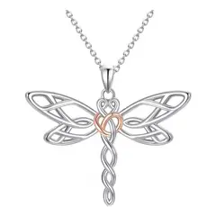 KUANGYE - Collar De Bañado en plata Libélula Colgante Regalo Para Mujer