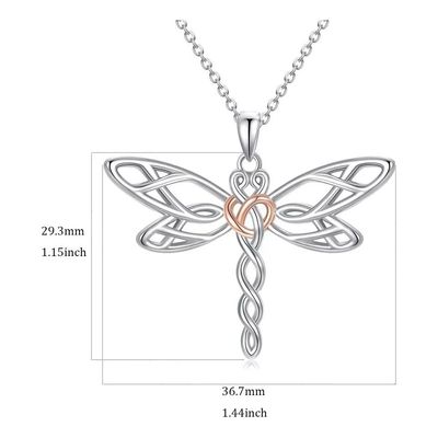 Imagen 2 del producto Collar De Bañado en plata Libélula Colgante Regalo Para Mujer