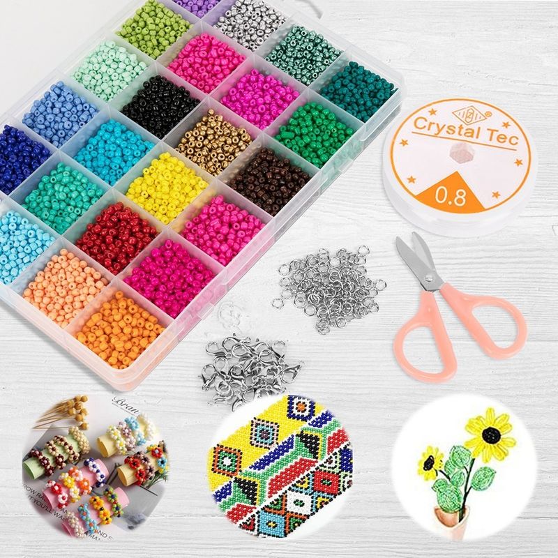GENERICO - Juego De Cuentas De Vidrio 14522 Uds 3mm 24 Colores