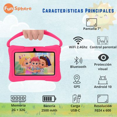 Imagen 2 del producto Tablet para Niños 7 Pulg. WiFi Playstore Control Parental Harmonik Rosada