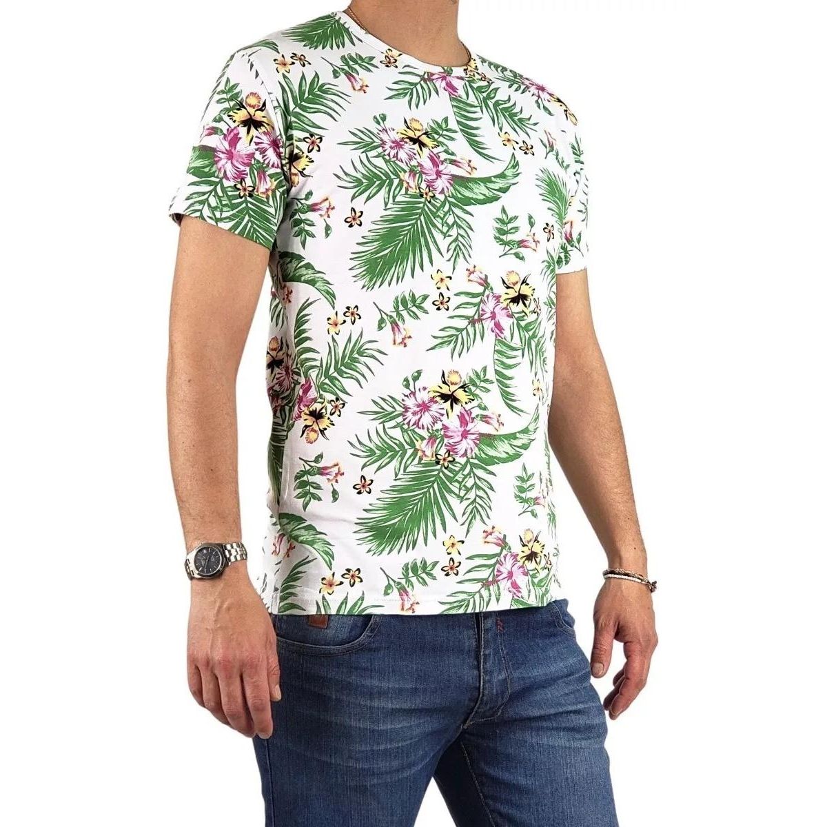 LOOK SHOP - Polera Manga Corta Algodón Diseño Tropical Playera. Calidad 229
