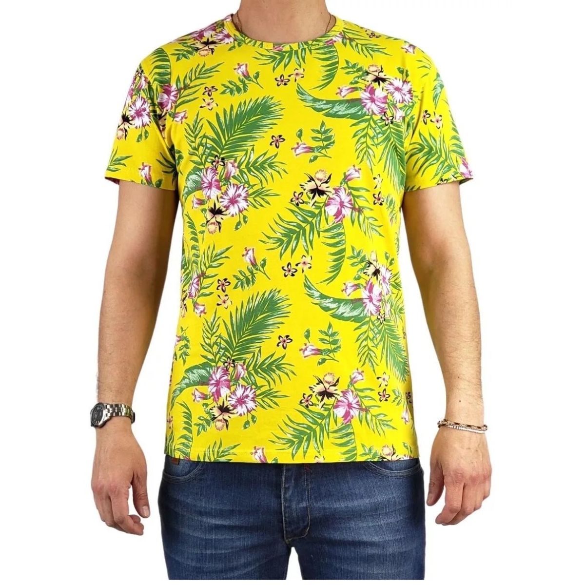 LOOK SHOP - Polera Manga Corta Algodón Diseño Tropical Playera. Calidad 229