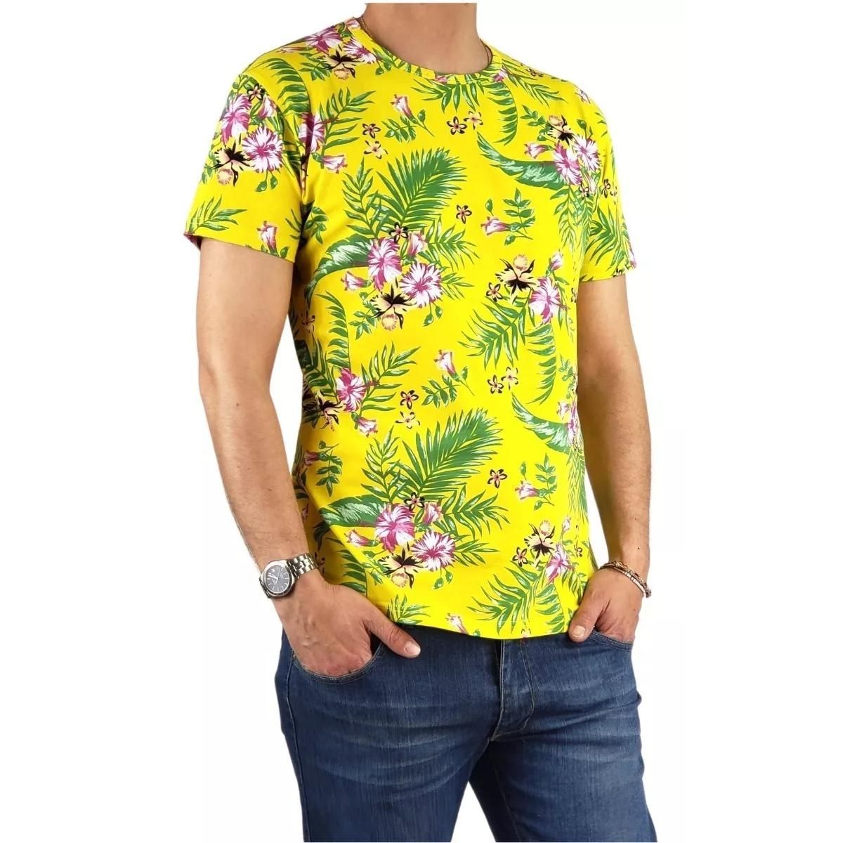 LOOK SHOP - Polera Manga Corta Algodón Diseño Tropical Playera. Calidad 229