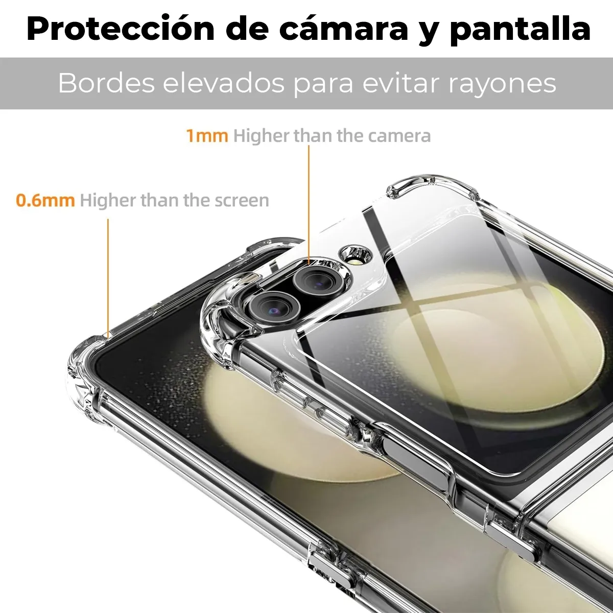 GENERICO - Carcasa para Samsung Z Flip 5 Reforzada Transparente