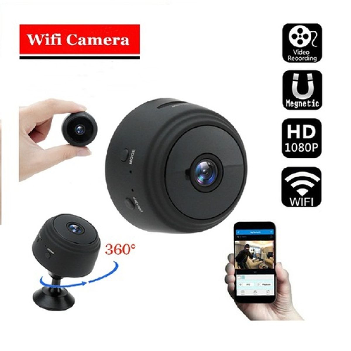 GENERICO - Camara Videovigilancia Inalambrica Pequeña Diminuta 1080P con Microfono Wifi
