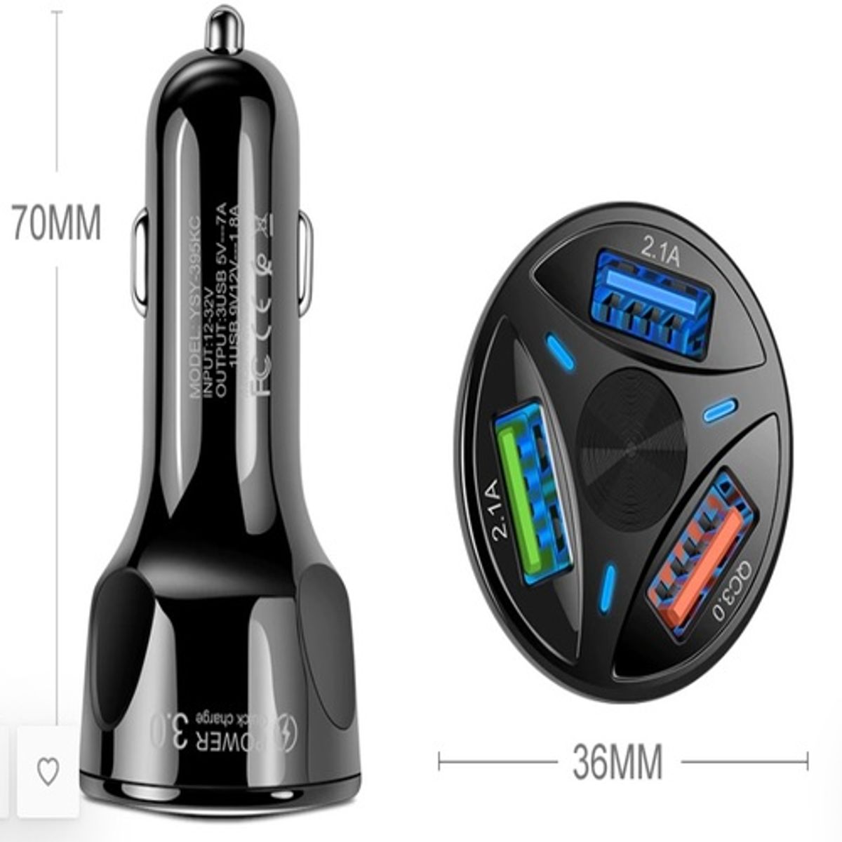 GENERICO - Cargador De Celular Auto 3.1 Amperes 3 USB Carga Rápida
