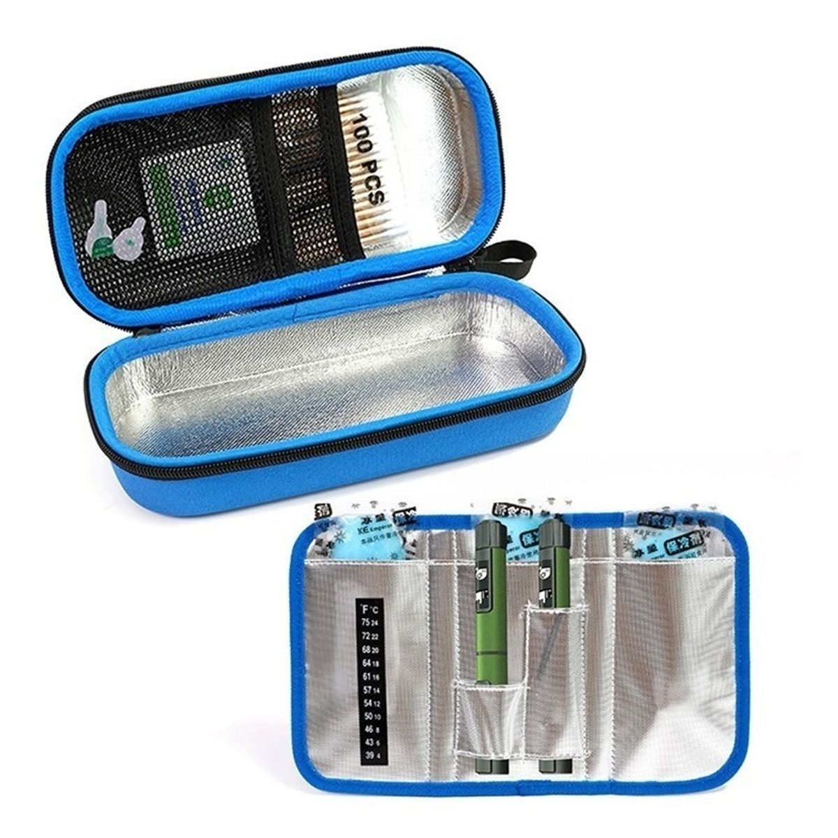 GENERICO - Bolso + Estuche Cooler Porta Insulina para uso refrigeracion medica y Diabéticos + 3 Gel refrigeracion