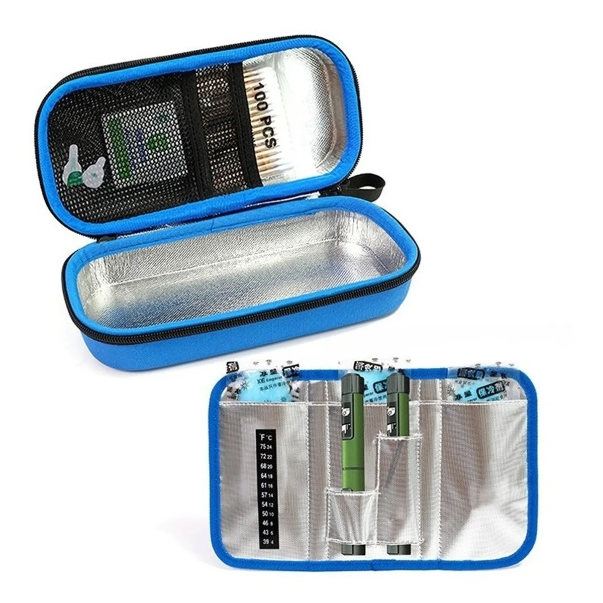 GENERICO - Bolso + Estuche Cooler Porta Insulina para uso refrigeracion medica y Diabéticos + 3 Gel refrigeracion