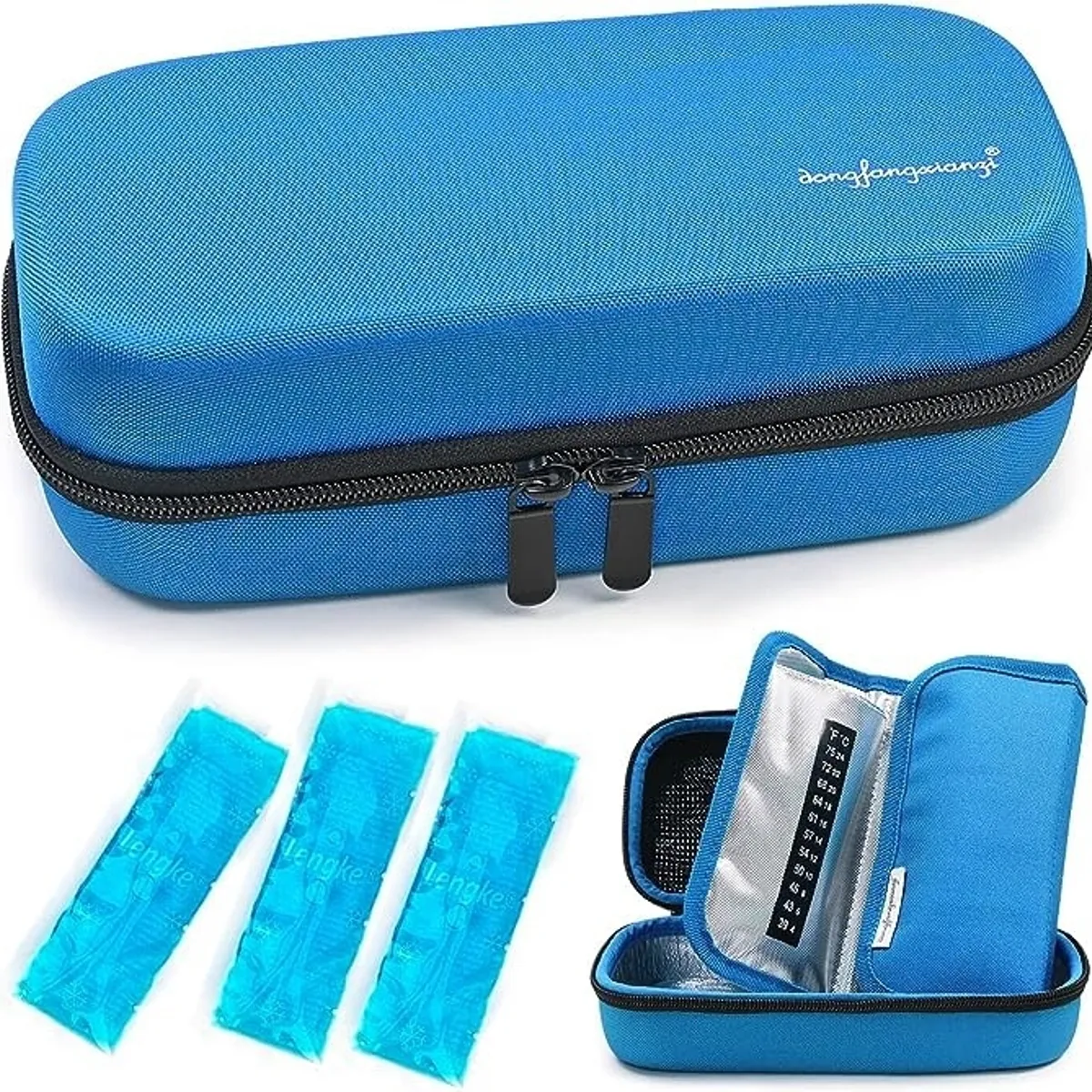 GENERICO - Bolso + Estuche Cooler Porta Insulina para uso refrigeracion medica y Diabéticos + 3 Gel refrigeracion