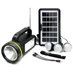 GENERICO - Kit Camping Solar con Linterna 10W Radio Bluetooth MP3 y Ampolletas