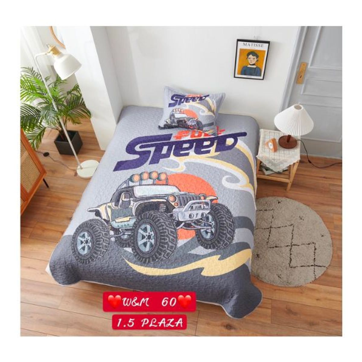 GENERICO - Cubrecama Quilt Verano 1 1/2 plaza - Fuel Speed WG60