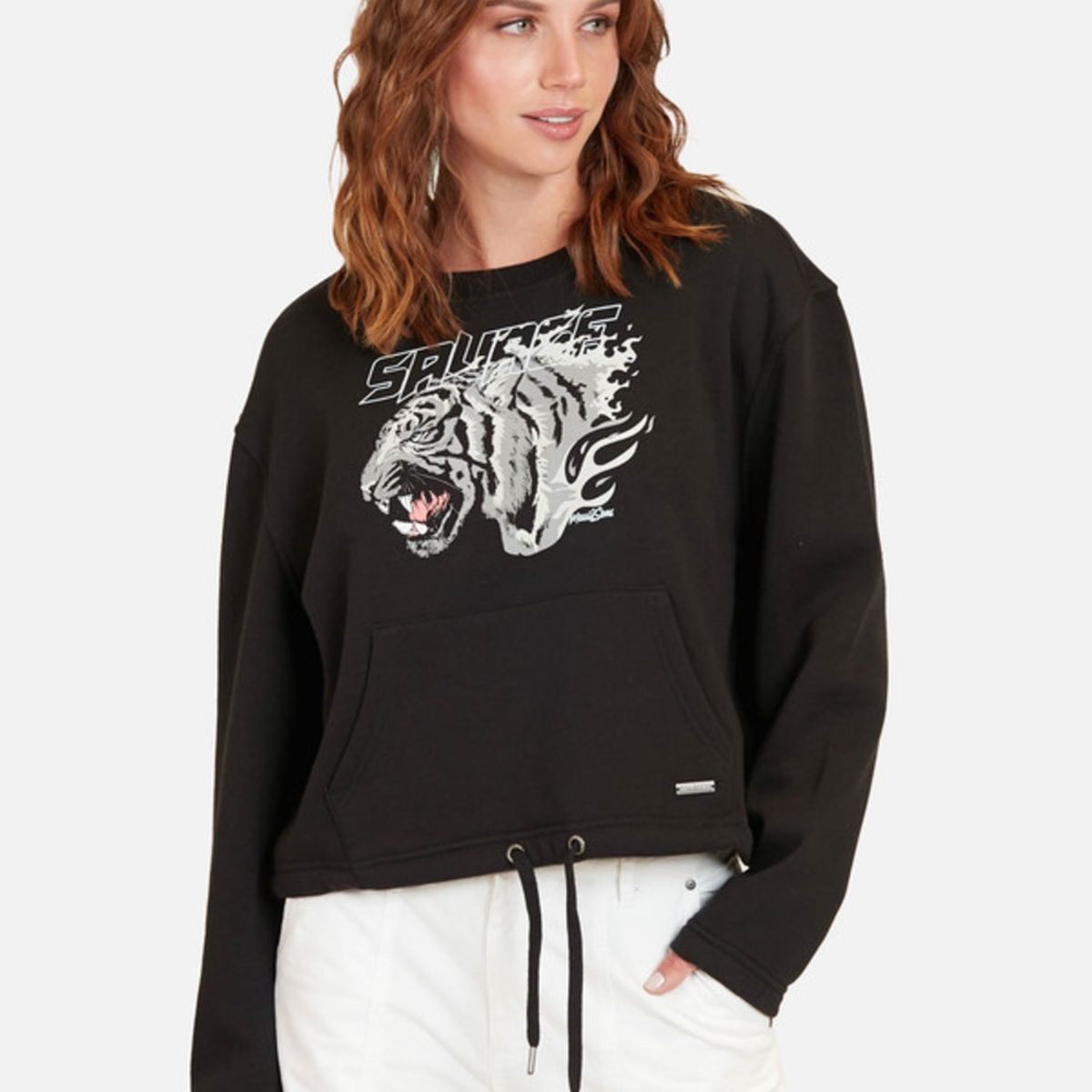 MAUI AND SONS - Poleron Savage Tiger Mujer Negro