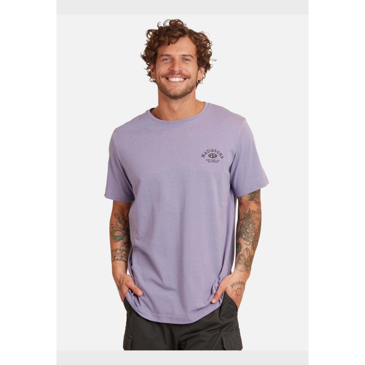 MAUI AND SONS - Polera Retro Logo Hombre Morado