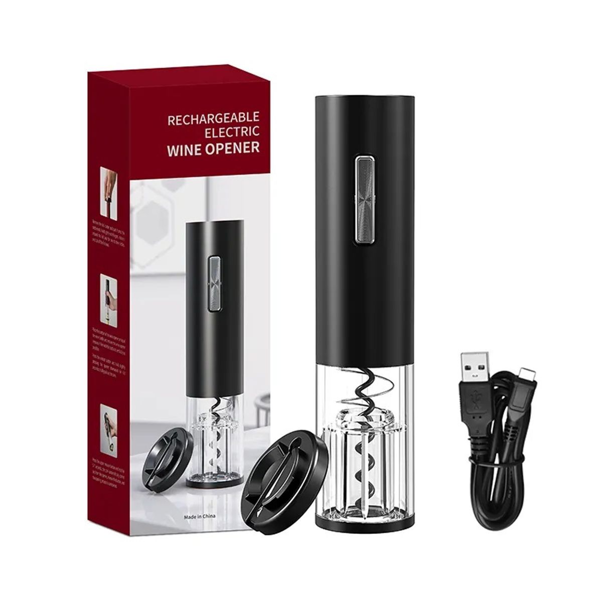 GENERICO - Sacacorchos Eléctrico Destapador de vino Automático Recargable USB