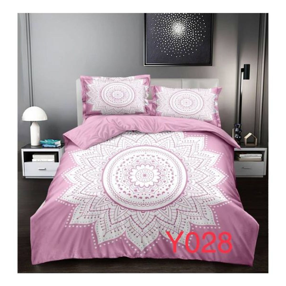 GENERICO - Cubrecama Quilt Verano 2 Plazas - Rosado Sol Mándala Y028