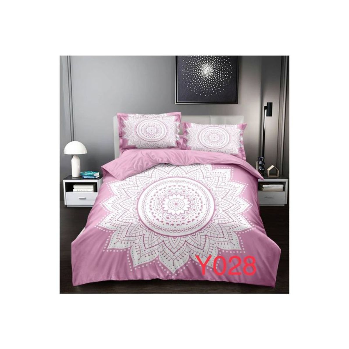 GENERICO - Cubrecama Quilt Verano 2 Plazas - Rosado Sol Mándala Y028