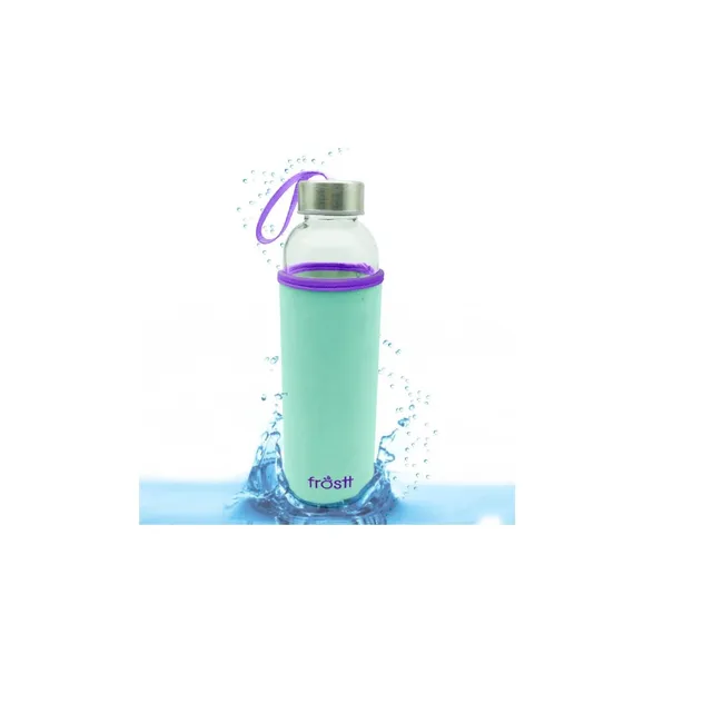 FROST - Botella de Agua Hidratación 525cc de Vidrio Con Funda