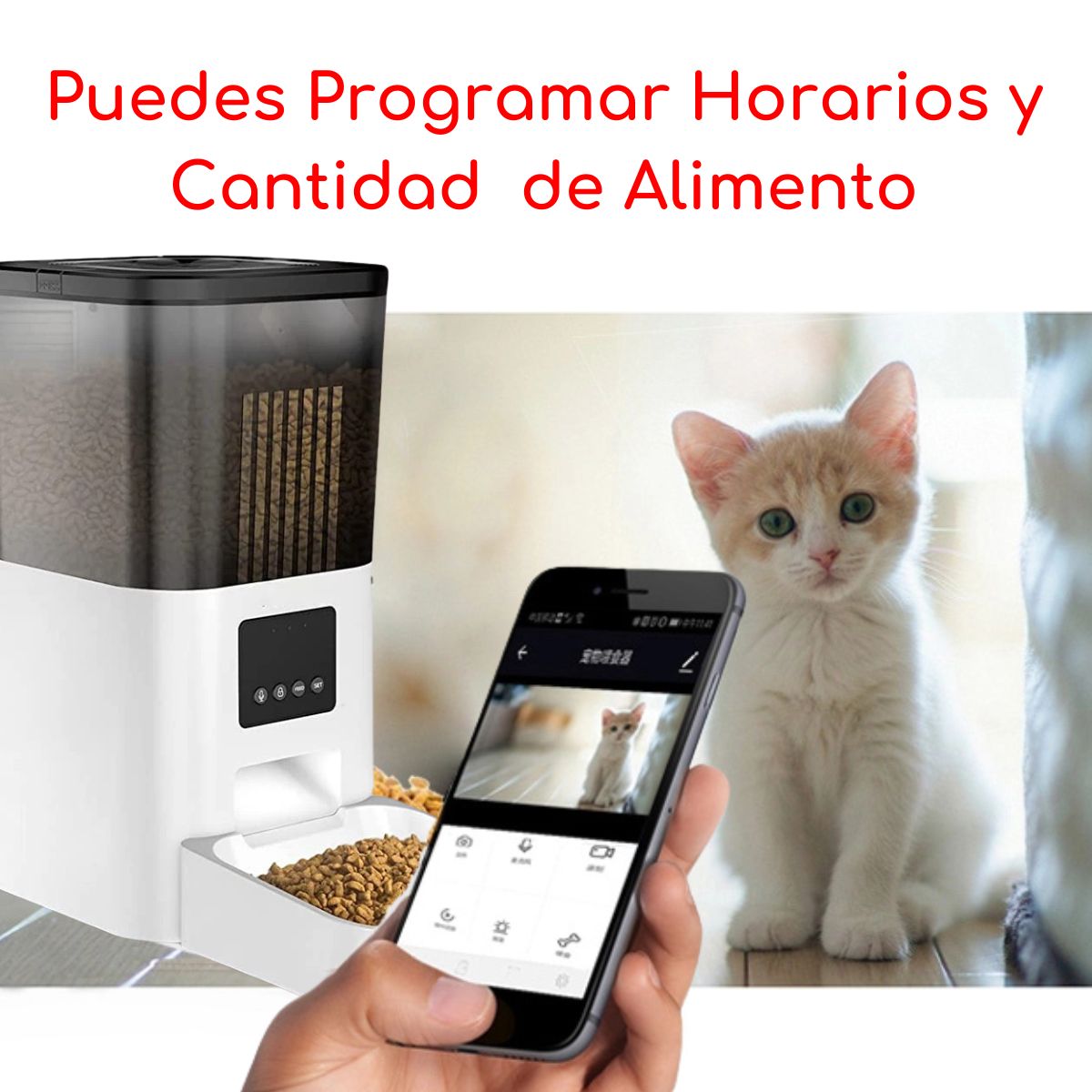 D MOTICA - Alimentador De Mascotas Inteligente Con Cámara Wifi Y Audio
