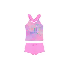 H2O WEAR - Traje de Baño Tankini UV30+ con Vuelos para Niña Fucsia - Fucsia
