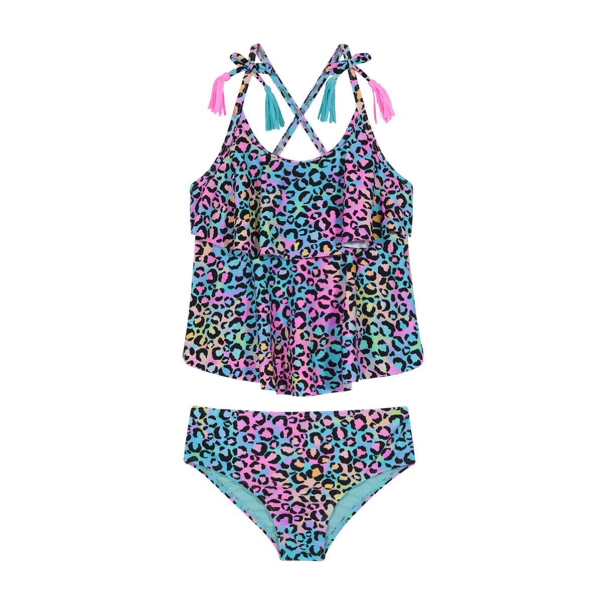 H2O WEAR - Traje de Baño Tankini UV30+ con Vuelos para Niña Rosado - Rosa