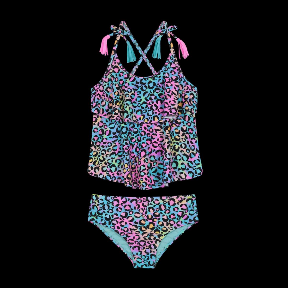 H2O WEAR - Traje de Baño Tankini UV30+ con Vuelos para Niña Rosado - Rosa