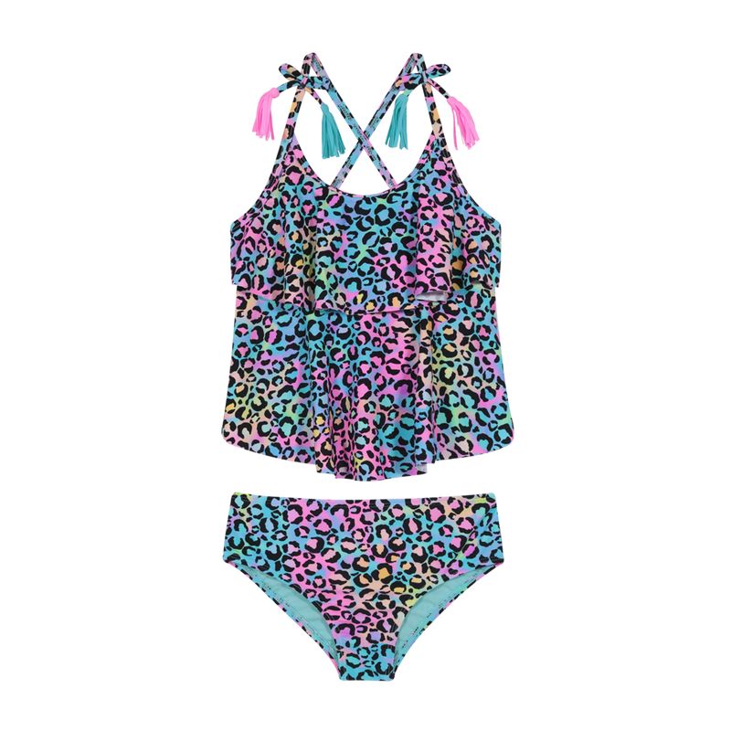 H2O WEAR - Traje de Baño Tankini UV30+ con Vuelos para Niña Rosado - Rosa
