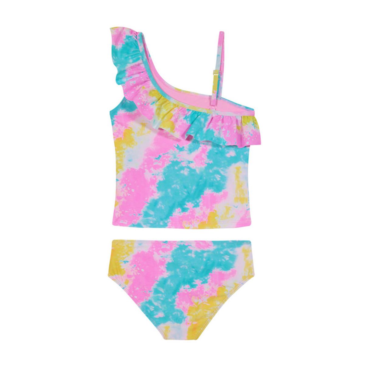 H2O WEAR - Traje de Baño Tankini UV30+ con Vuelos Un Hombro para Niña Rosado - Rosa